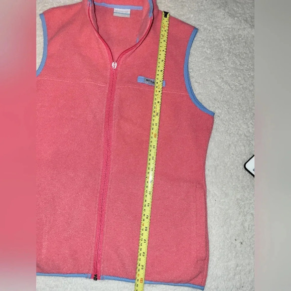 Columbia PFG Fleece Vest Pockets Pink Blue Size Small Fishing Boating Outdoor - Picture 5 of 9